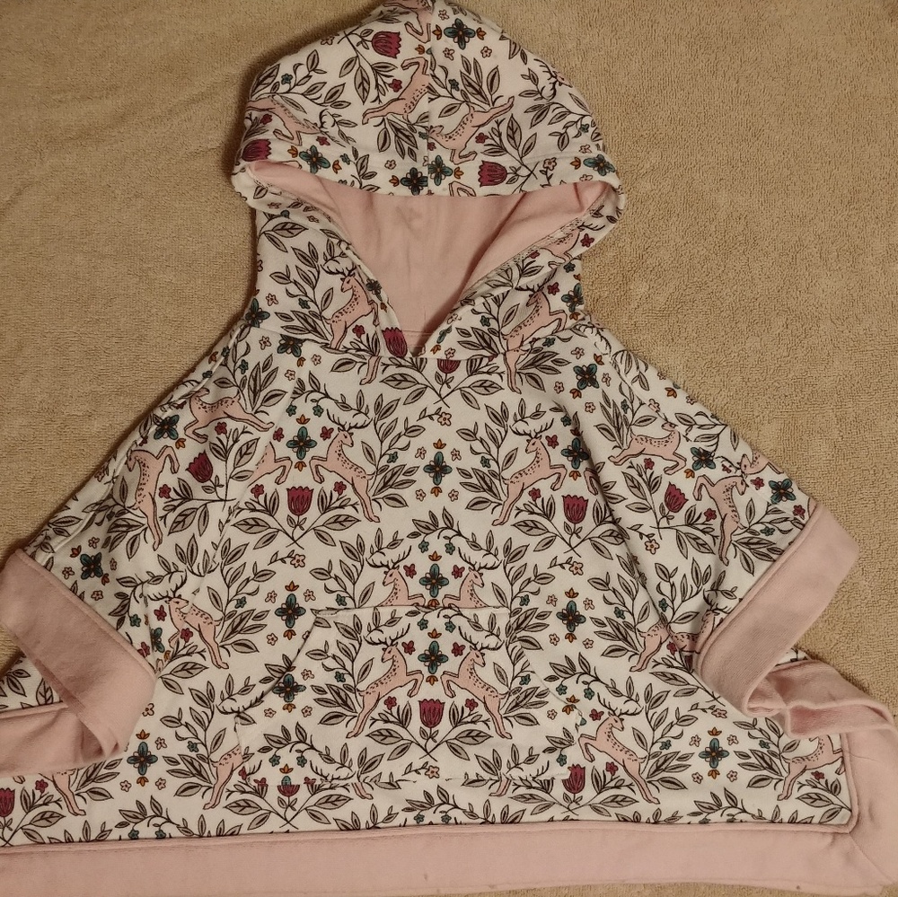 Infant Girl Poncho with Deer & Flowers